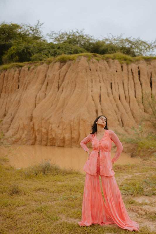 Akaasa Peach Pink Sharara Set