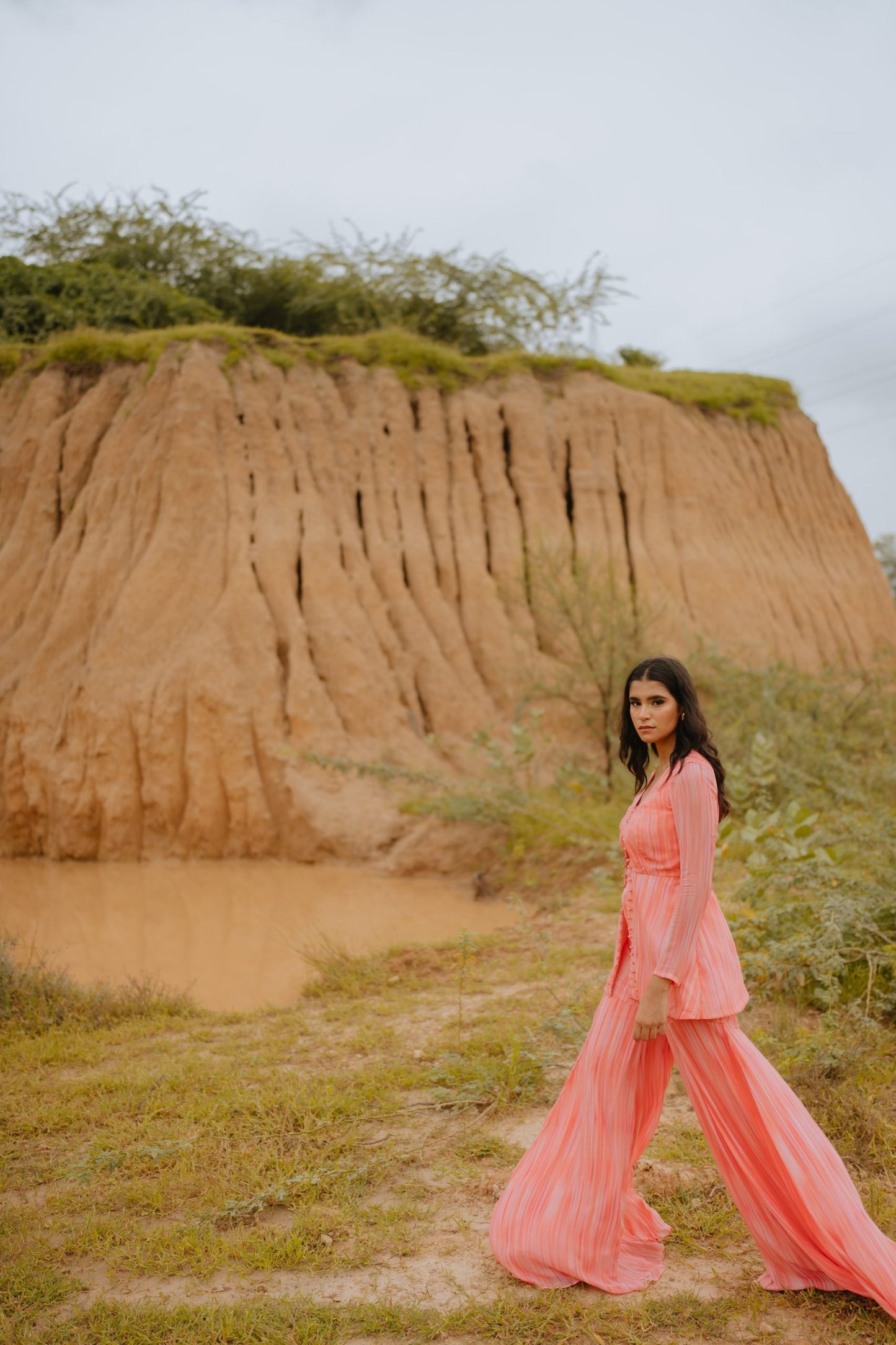 Akaasa Peach Pink Sharara Set