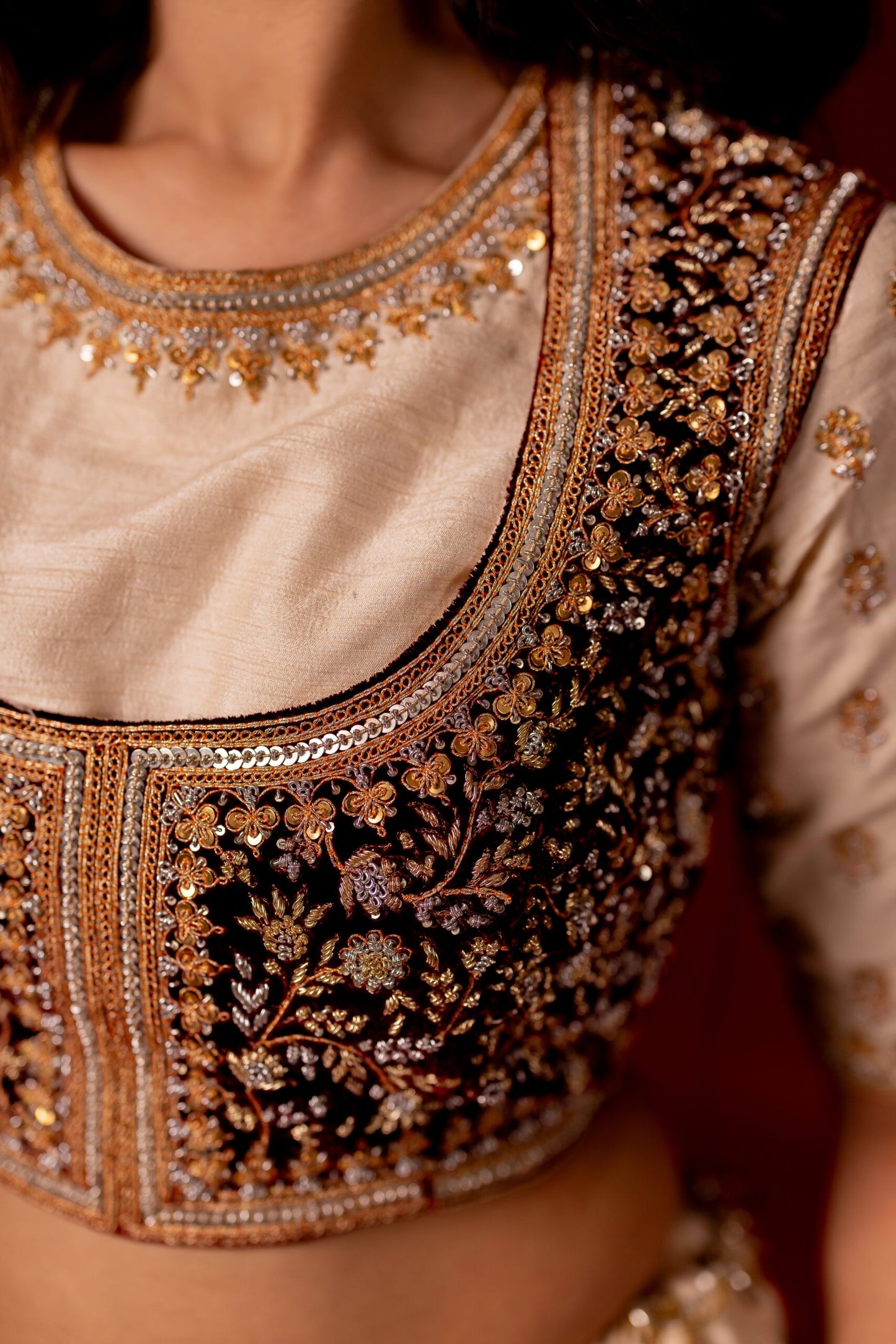 Ivory dola silk hand embroidered lehenga set
