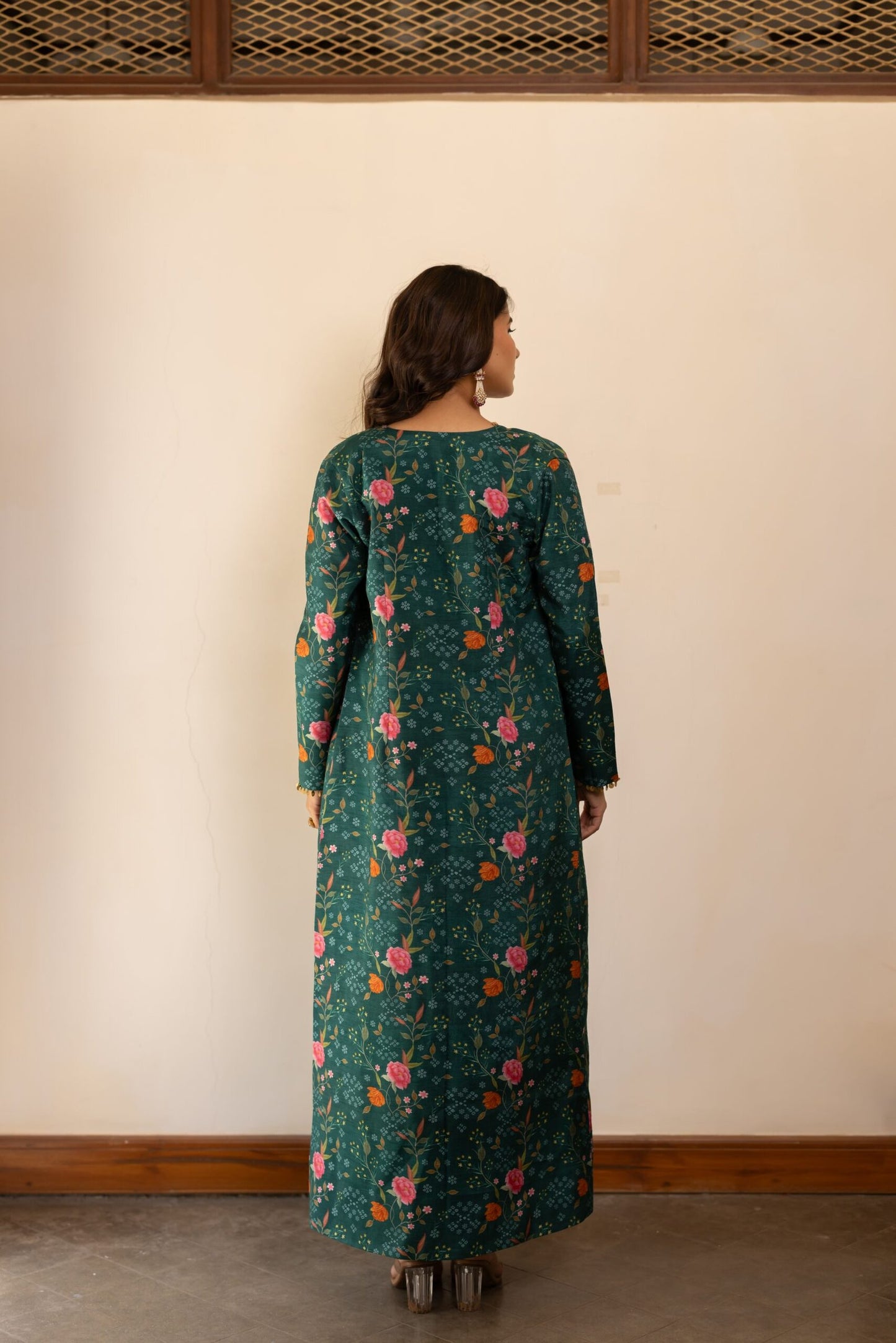 Mira Sage Green Drape Skirt With Printed Jacket