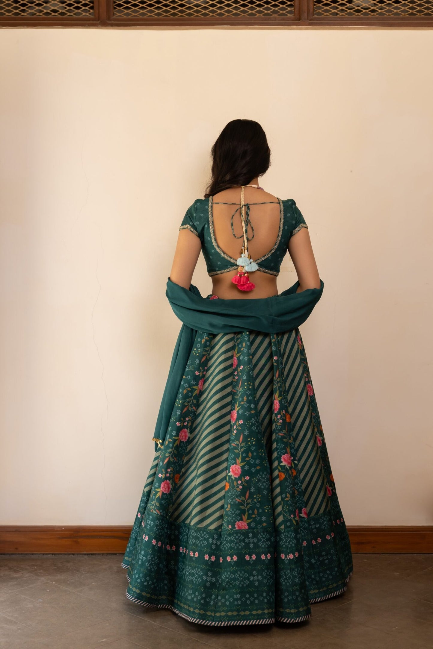Gulnaz Teal Blue Embroidered Lehenga Set