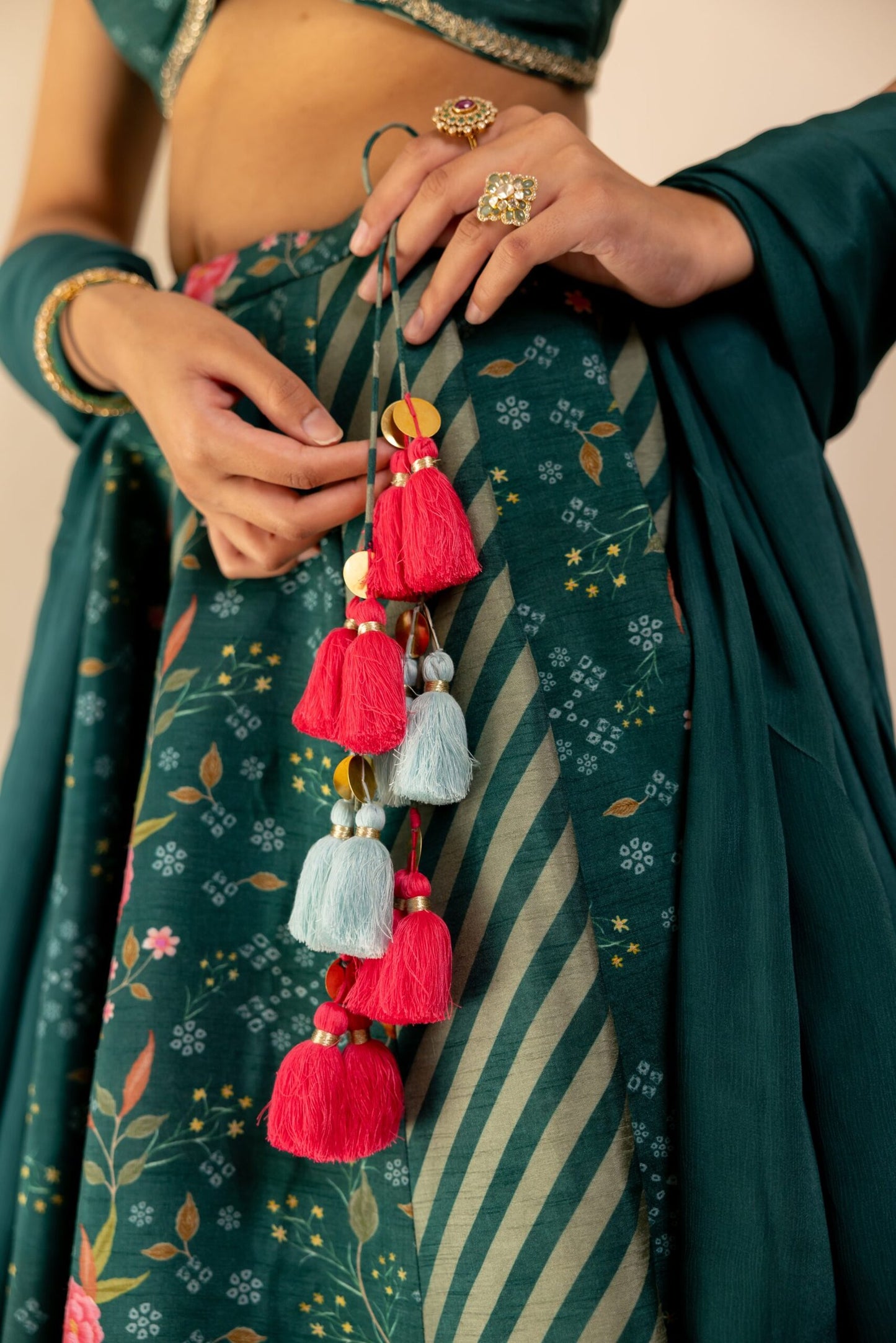 Gulnaz Teal Blue Embroidered Lehenga Set