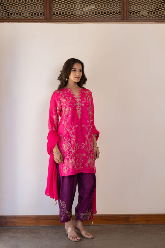 Aanya Magenta Purple Embroidered Kurta Set