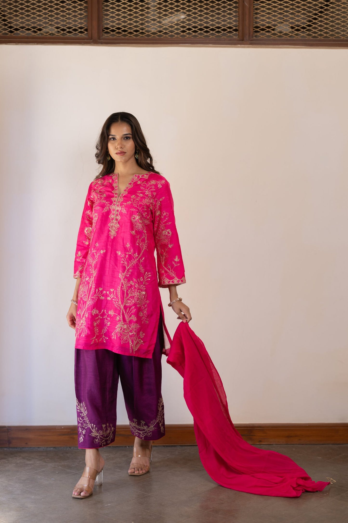 Aanya Magenta Purple Embroidered Kurta Set