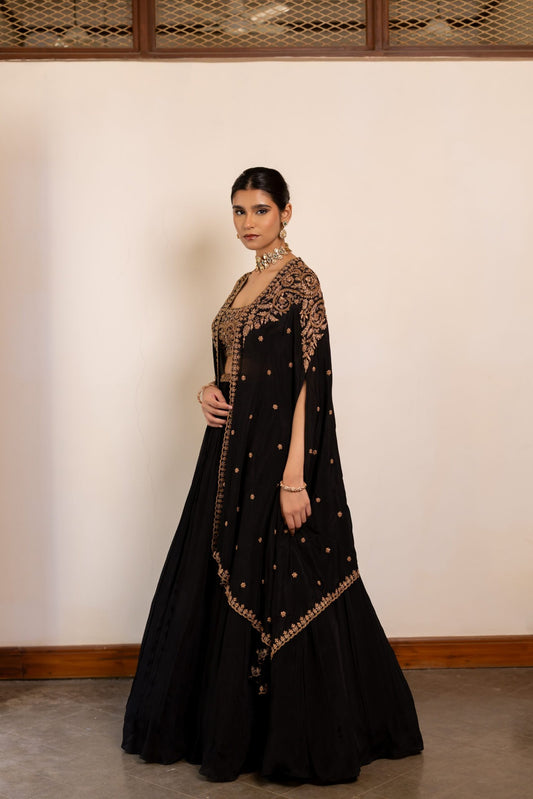 Maya Black Sequinned Lehenga with Embroidered Belt