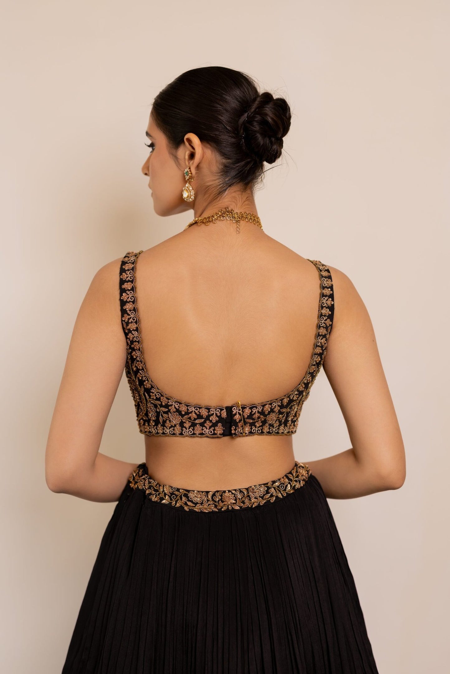 Maya Black Sequinned Lehenga with Embroidered Belt