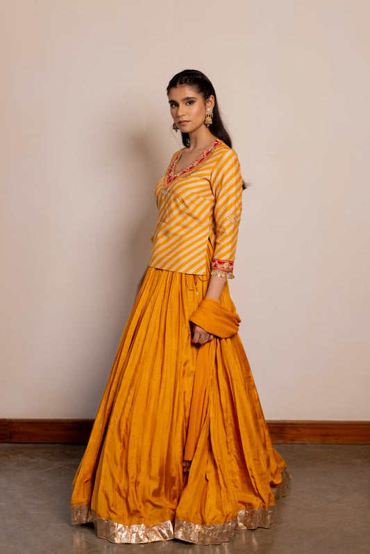 Sunaina Tumeric Yellow Kurti Lehenga Set