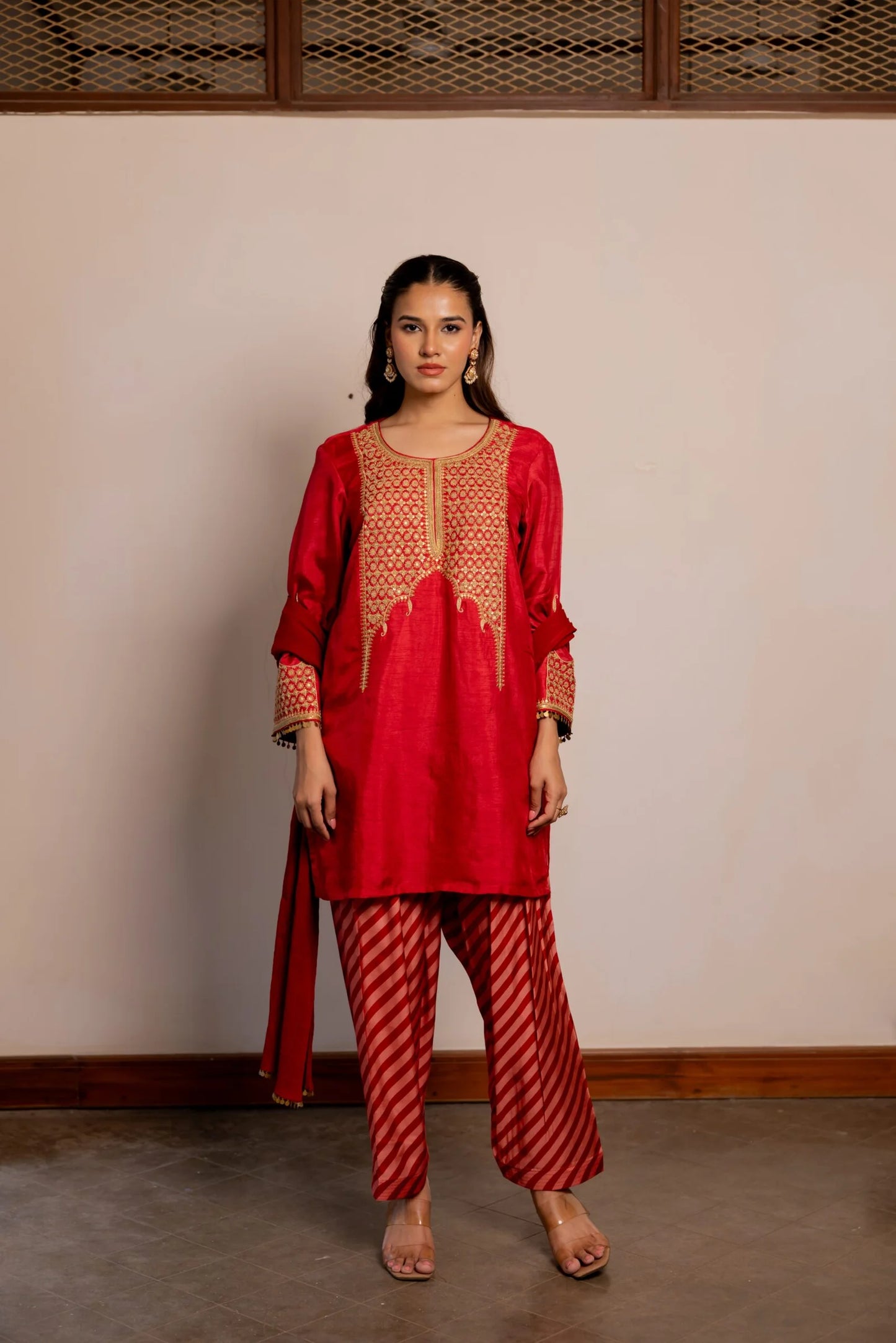 Gul Red Embroidered Pakistani Style Kurta Set