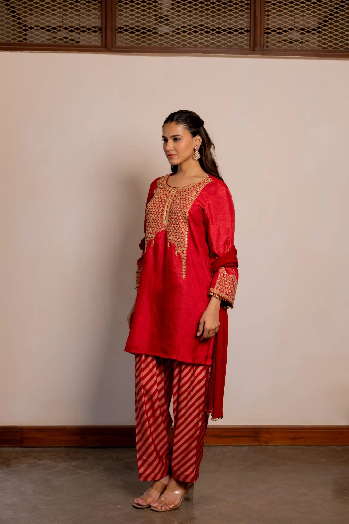 Gul Red Embroidered Pakistani Style Kurta Set