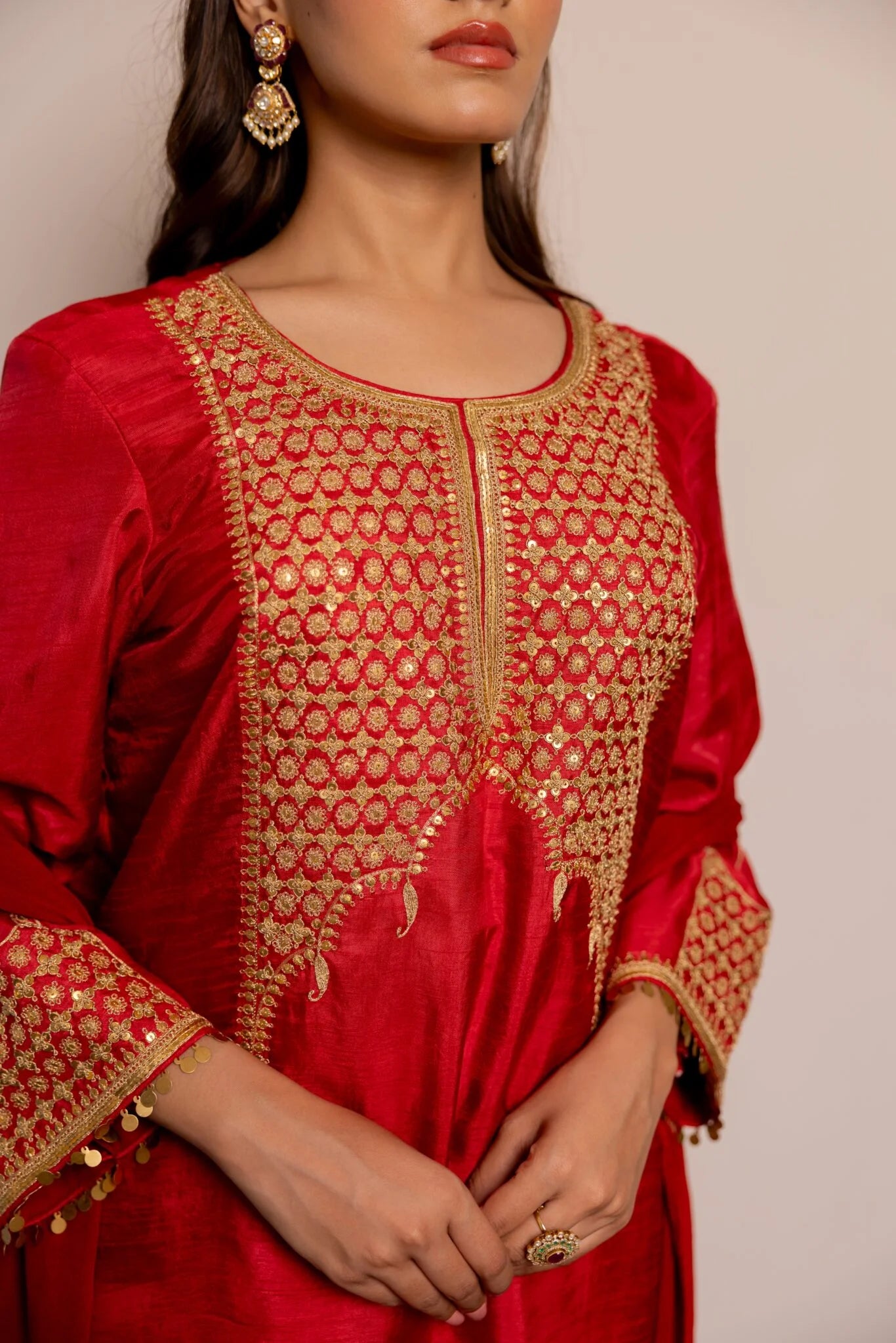 Gul Red Embroidered Pakistani Style Kurta Set