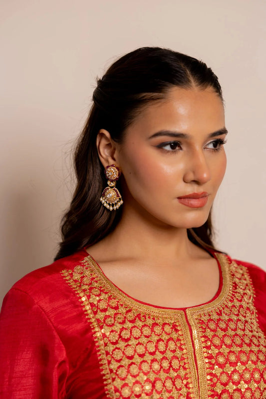 Gul Red Embroidered Pakistani Style Kurta Set