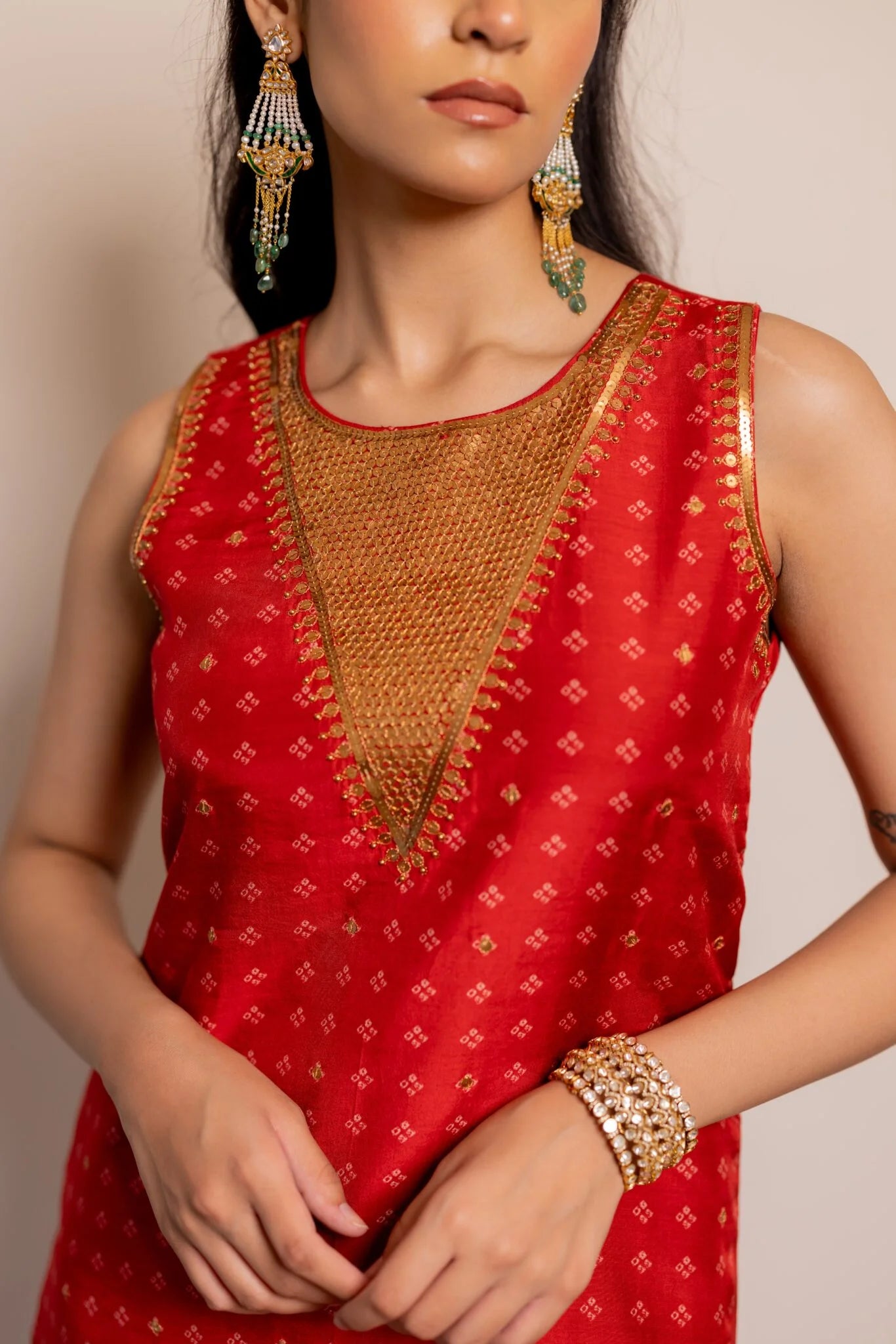 Arusha Red Embroidered Sharara Set