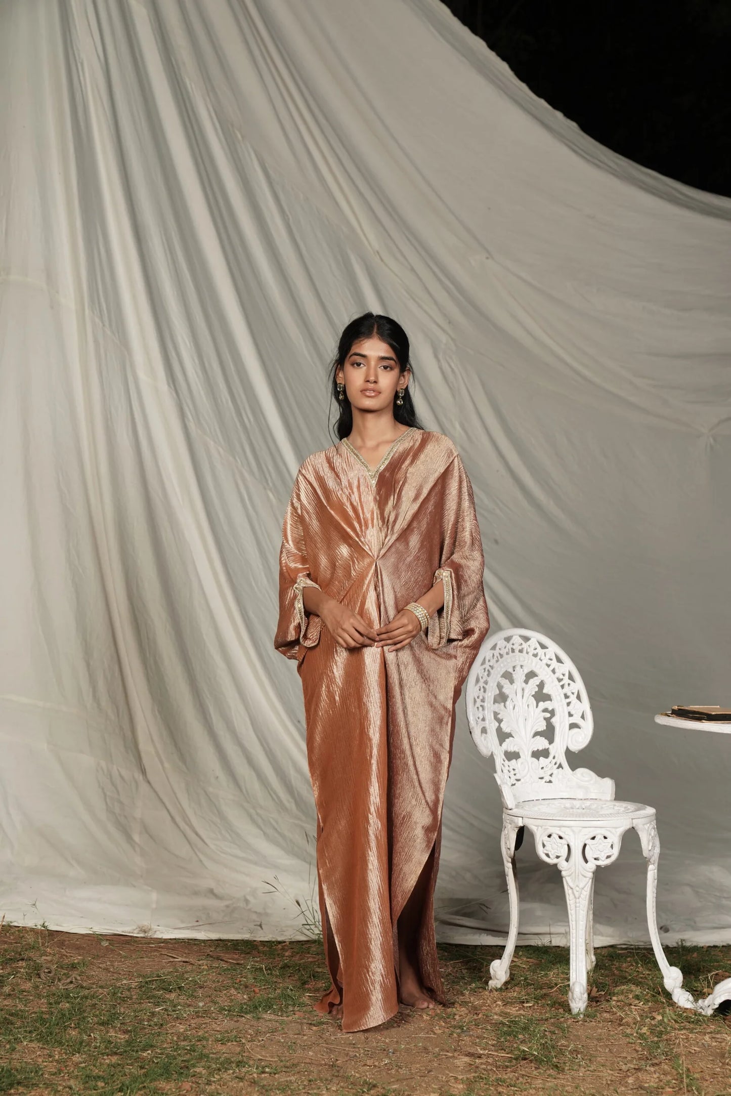 Waheeda Shimmer bronze Kaftan