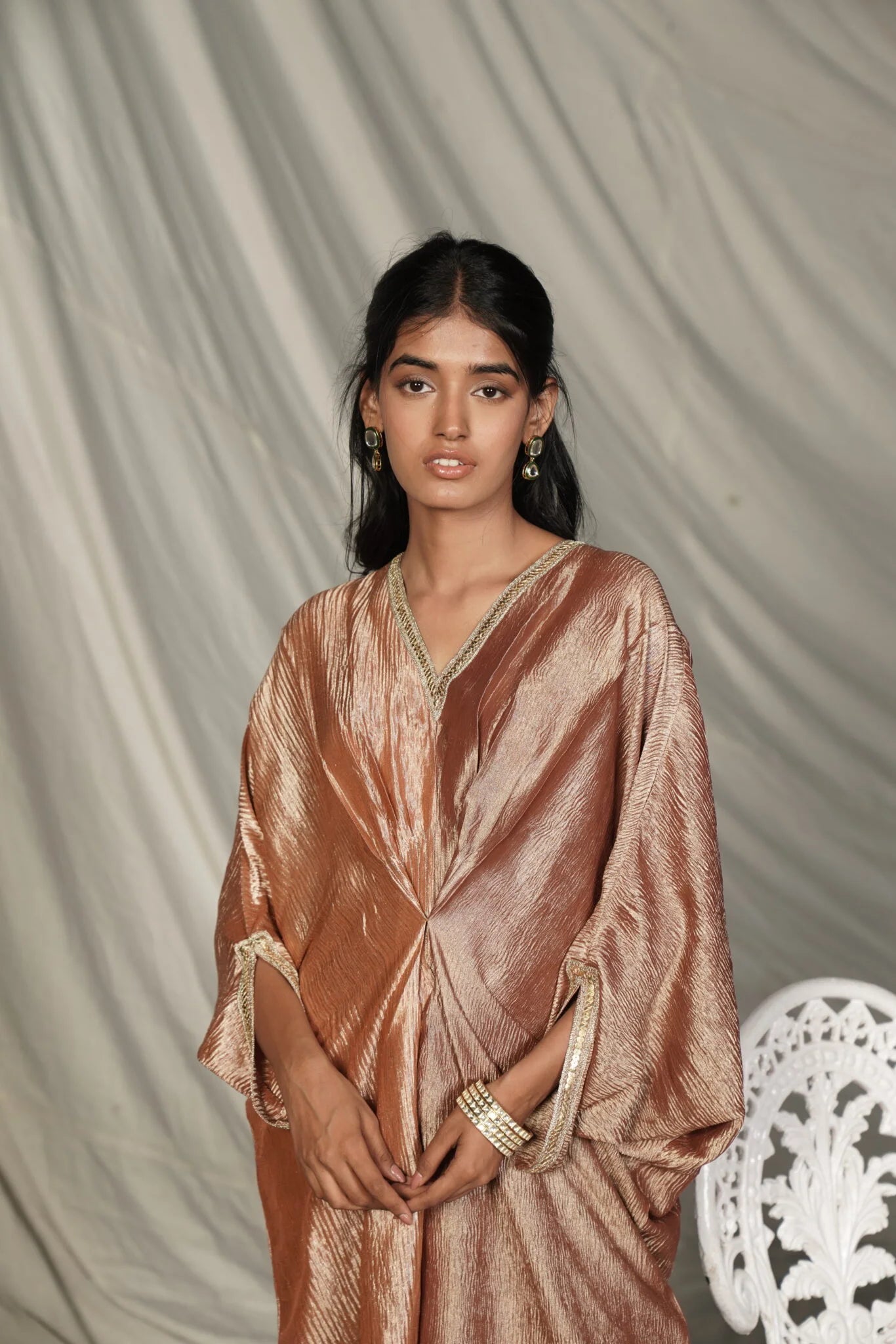 Waheeda Shimmer bronze Kaftan