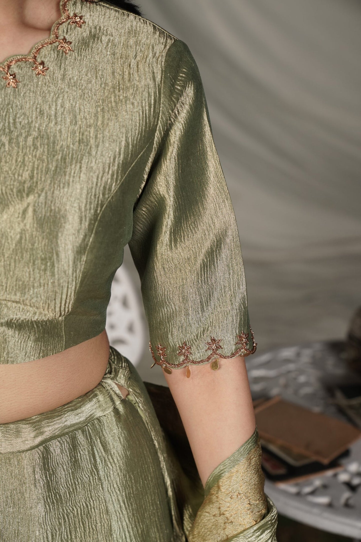 Nargis Olive Green Benerasi Lehenga Set