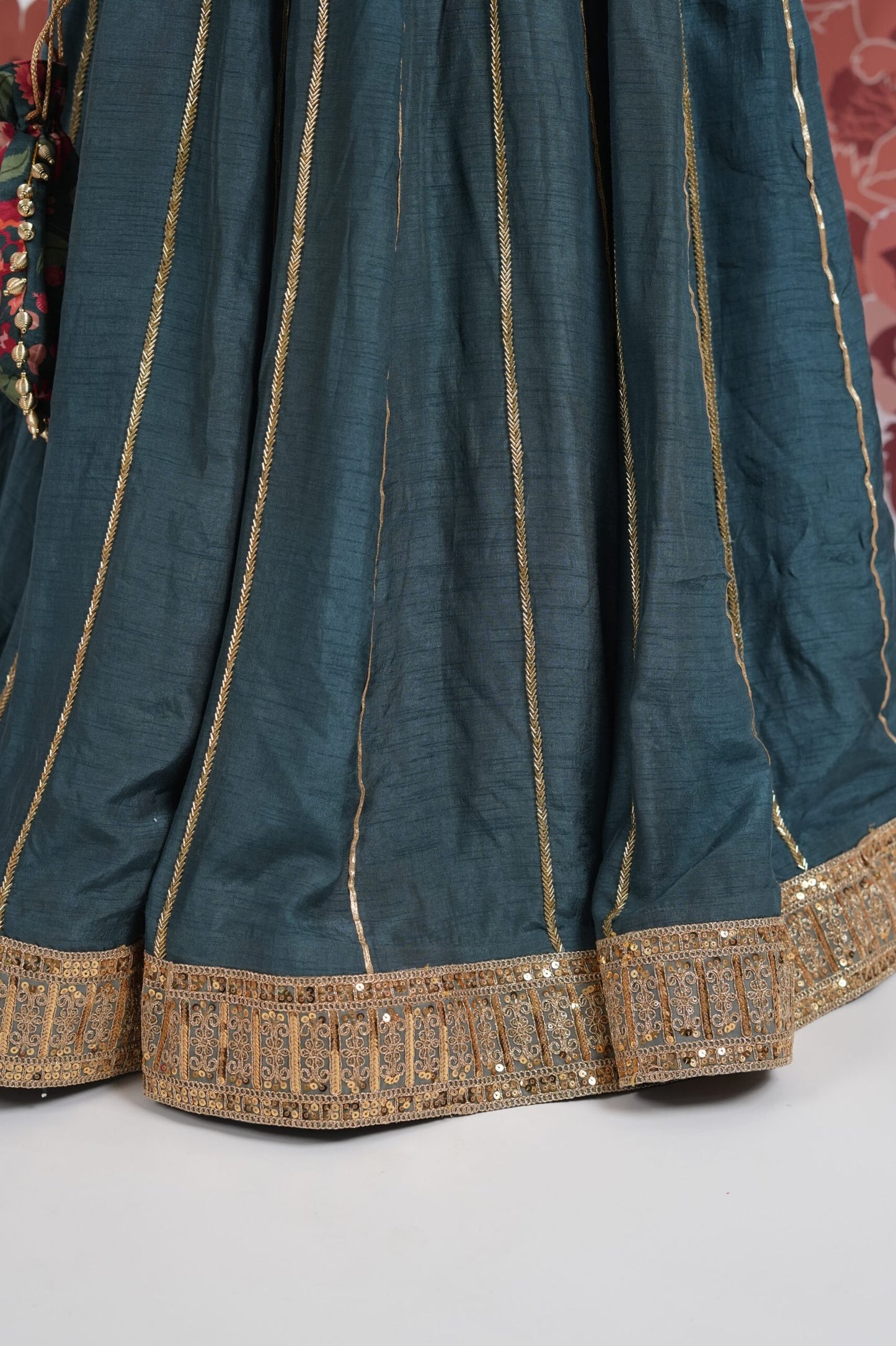 Neelkamal Teal blue Embroidered Lehenga Set