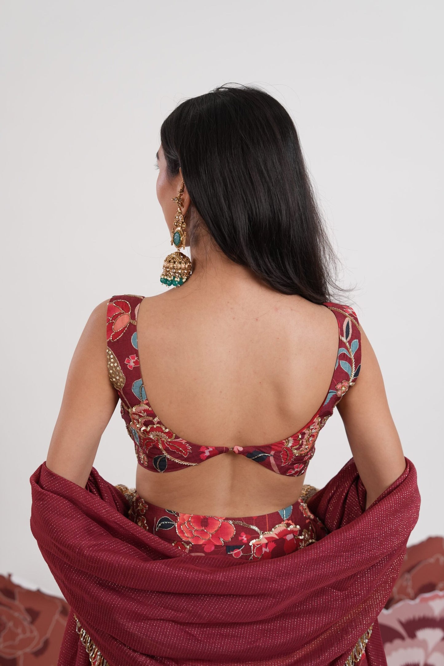 Gulabo Crimson Red Embroidered Lehenga Set