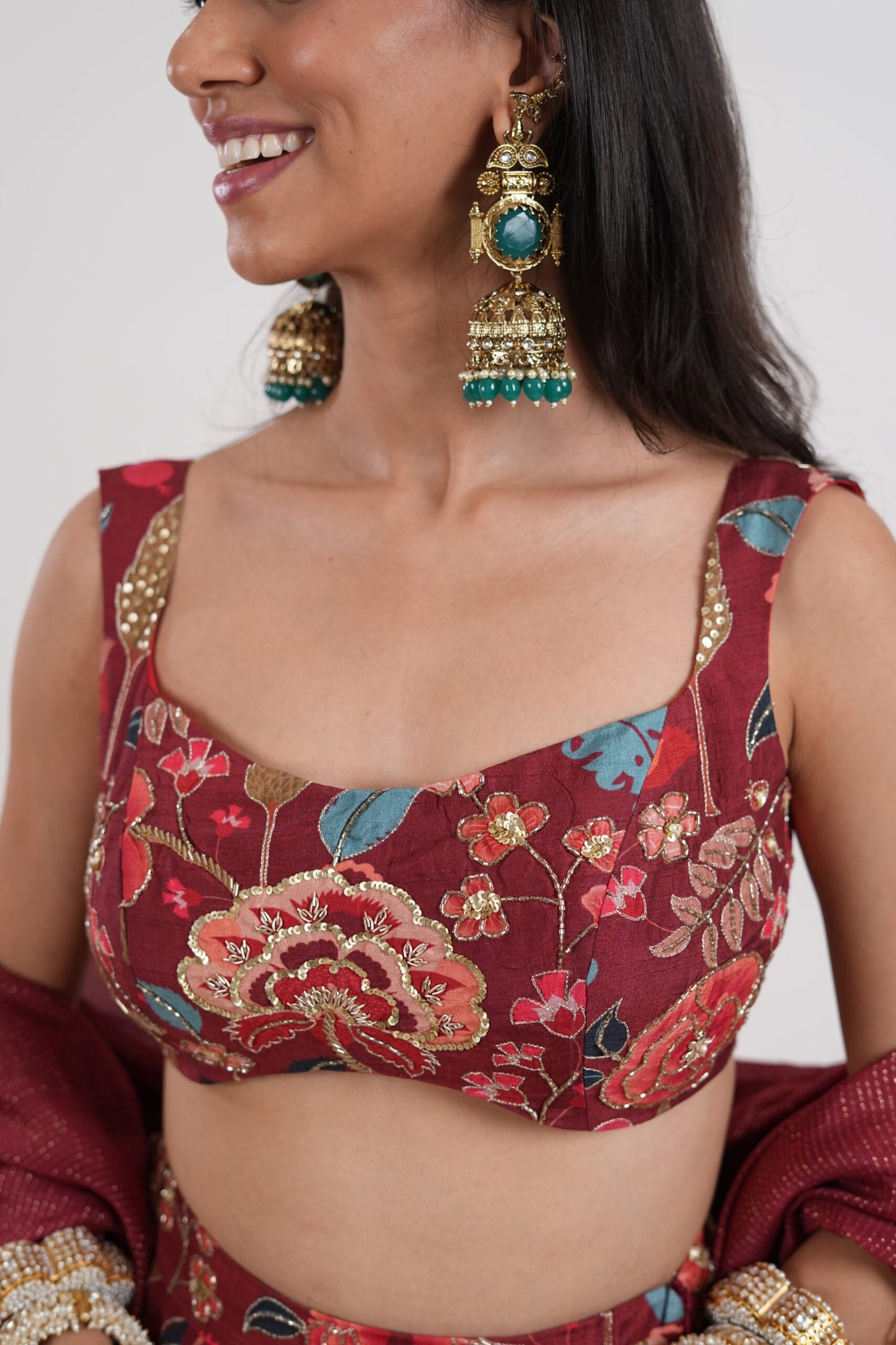 Gulabo Crimson Red Embroidered Lehenga Set