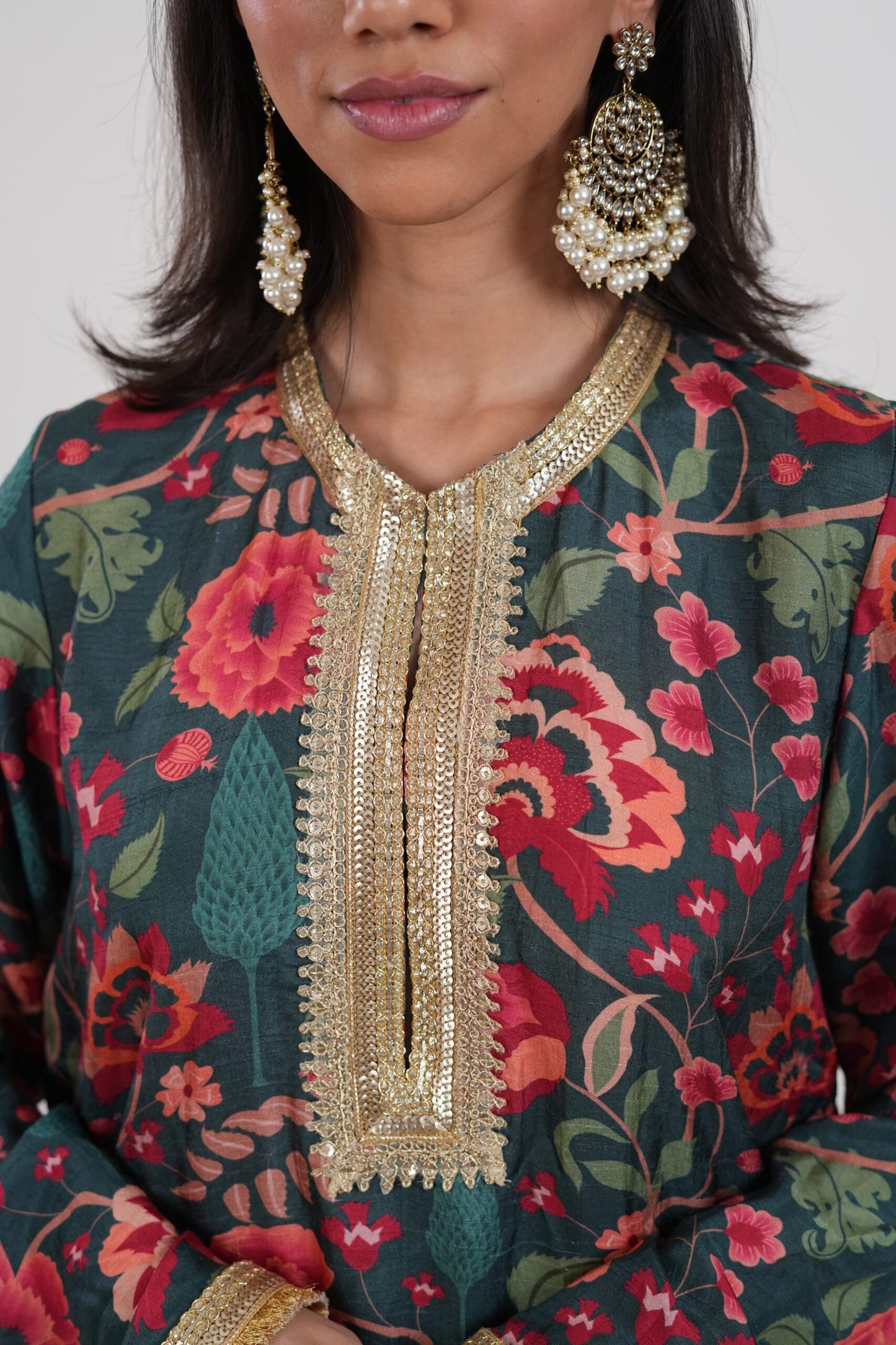 SAMSARA Teal & Gold Blue Kaftan Dress