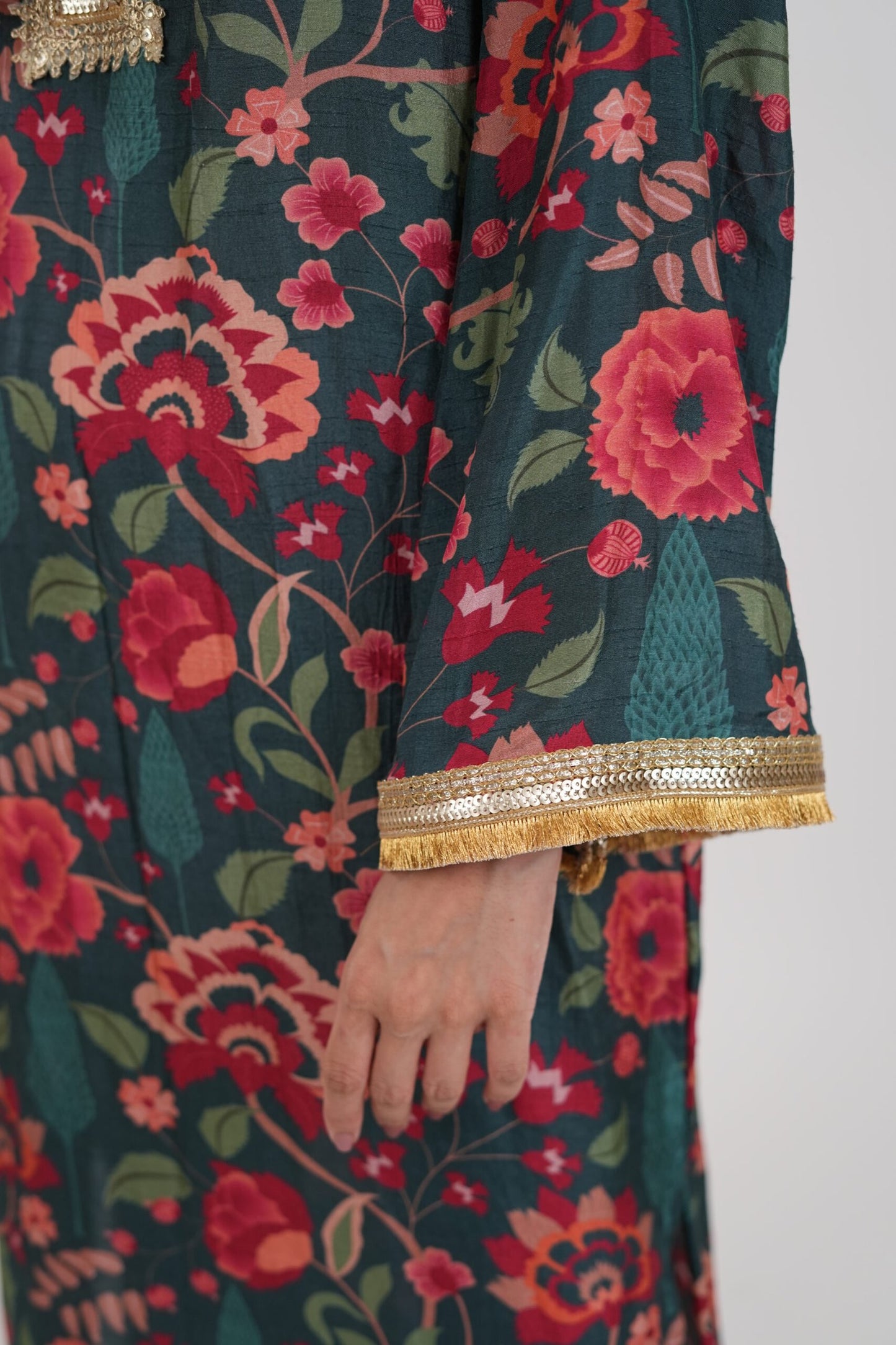 SAMSARA Teal & Gold Blue Kaftan Dress