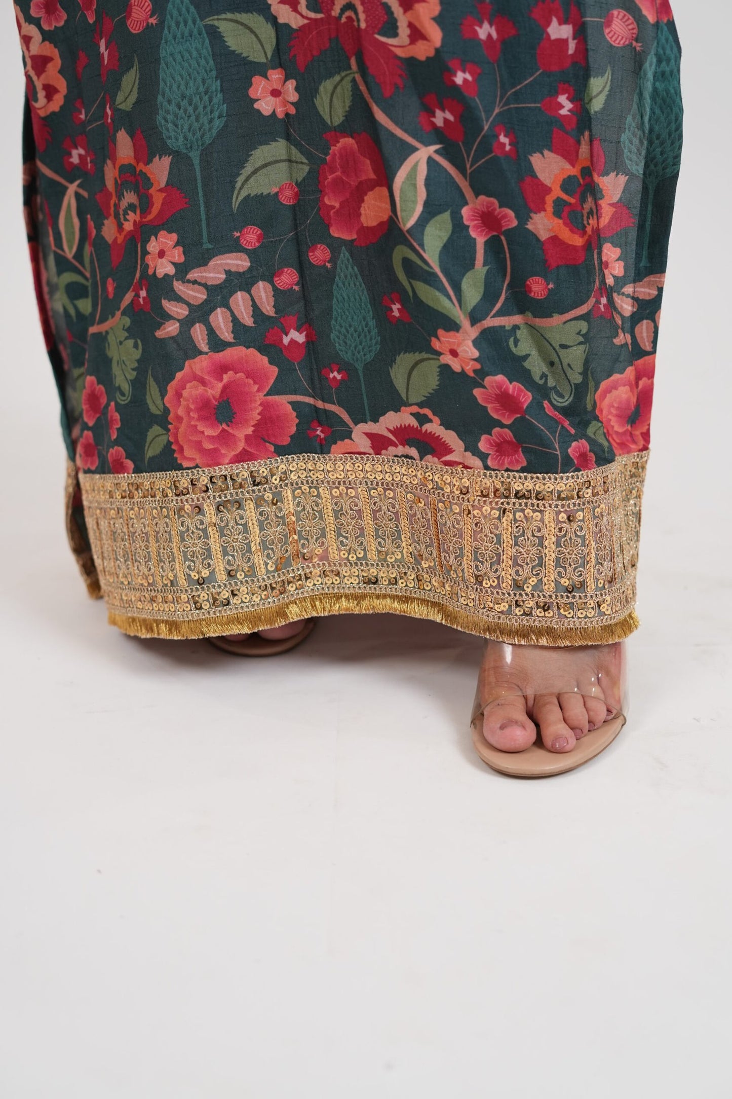 SAMSARA Teal & Gold Blue Kaftan Dress
