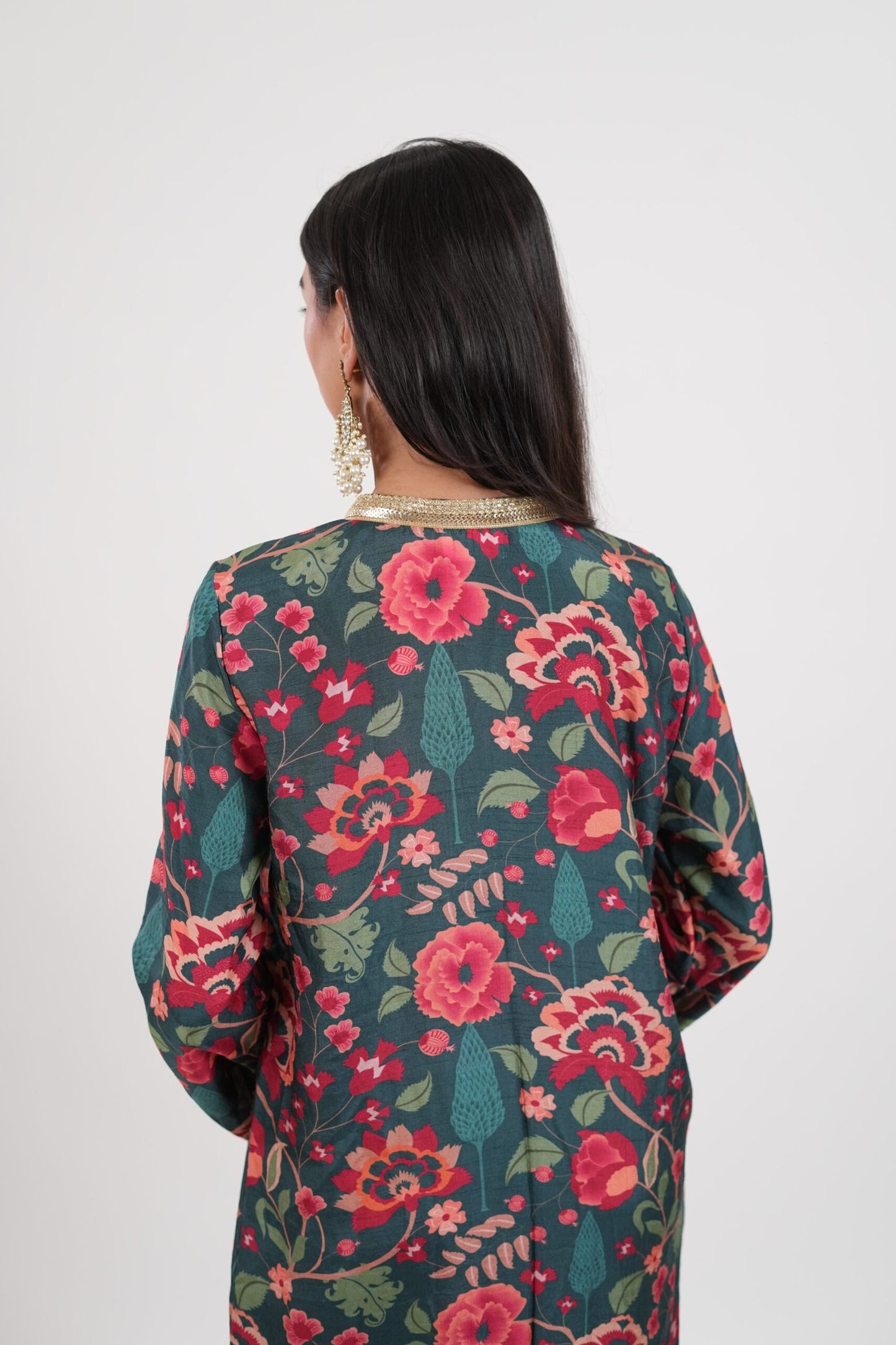 SAMSARA Teal & Gold Blue Kaftan Dress