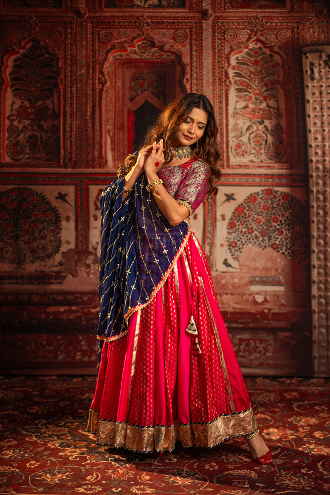 Lalita Red Vintage silk lehenga choli