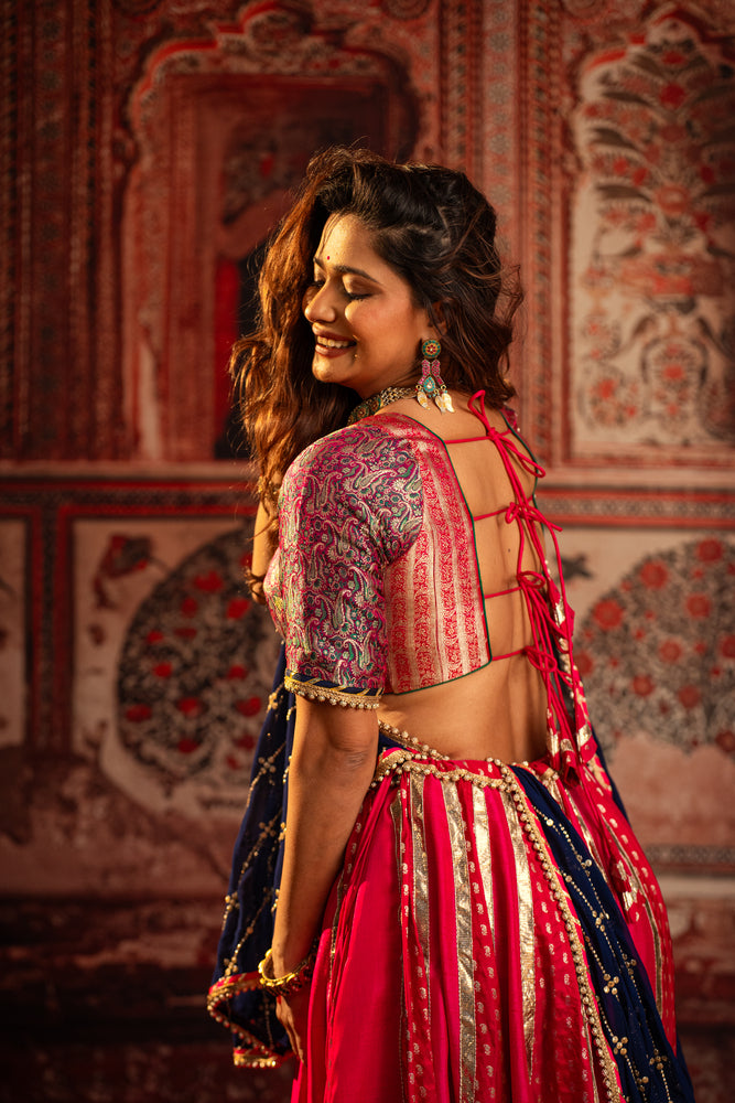 Lalita Red Vintage silk lehenga choli