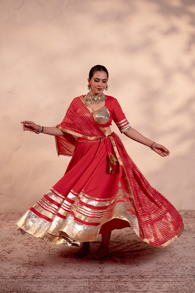 Ganga Coral Pink Lehenga Set