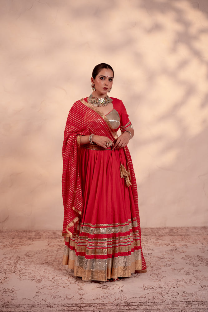 Ganga Coral Pink Lehenga Set