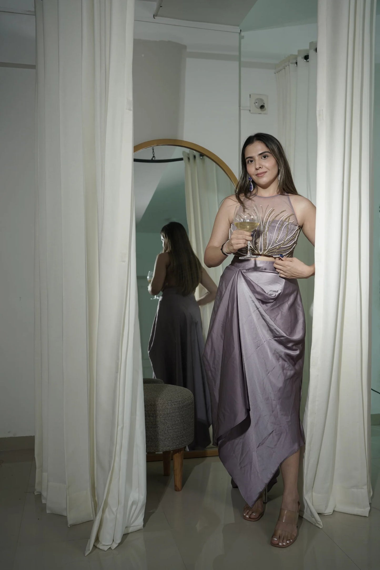 Lilac draped skirt