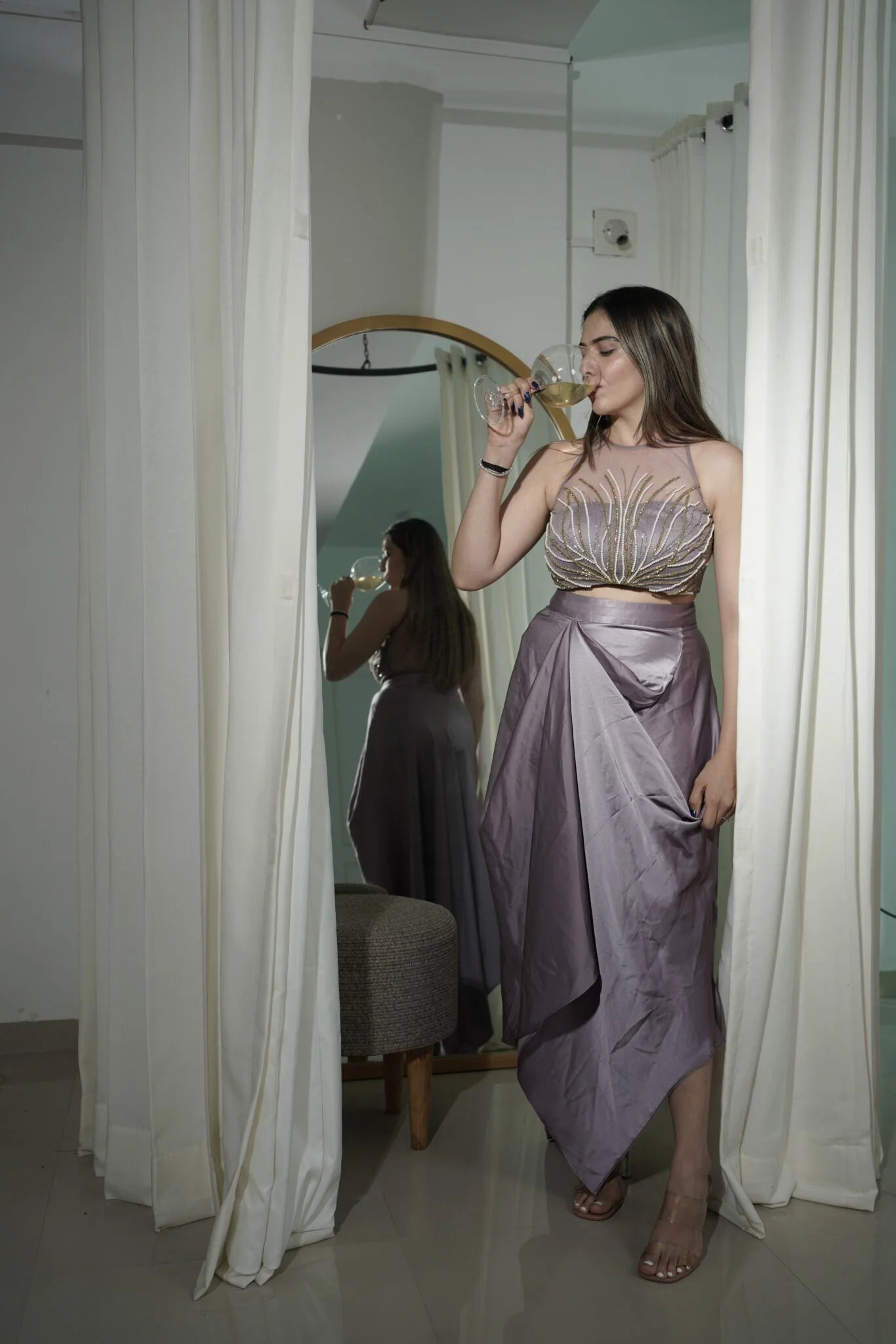 Lilac draped skirt