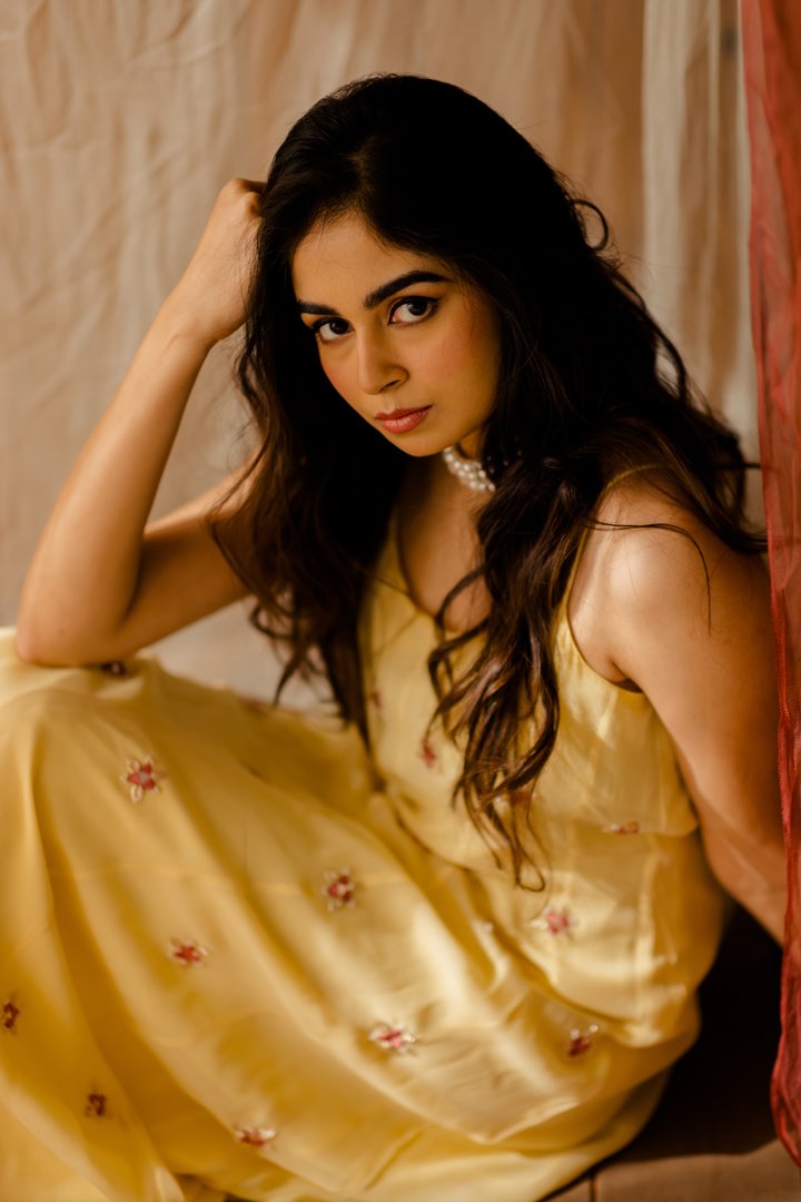 Yellow Georgette Embroidered Dress