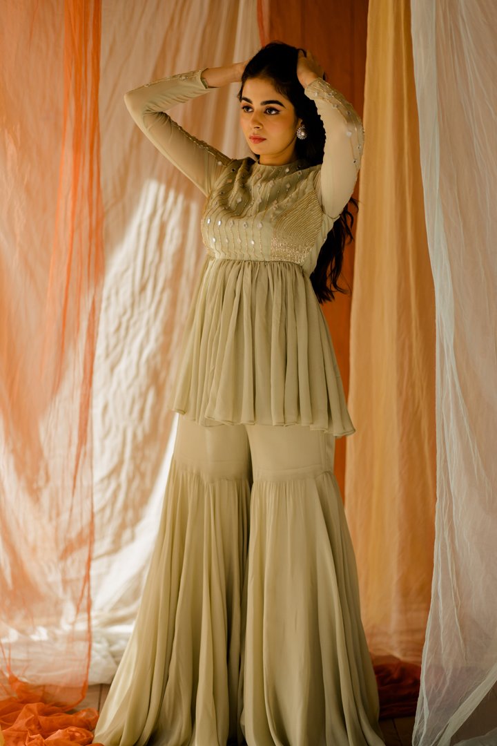 Navya Mint Green Embroidered Sharara Set