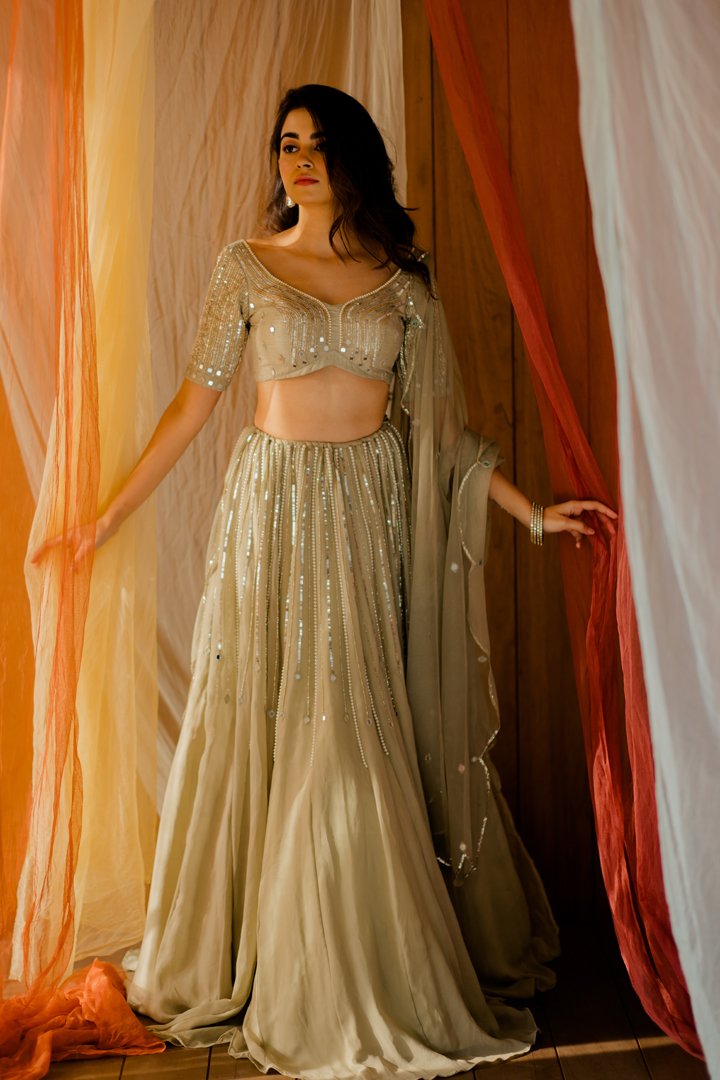 Fizaa Mint Green Embroidered Lehenga Set