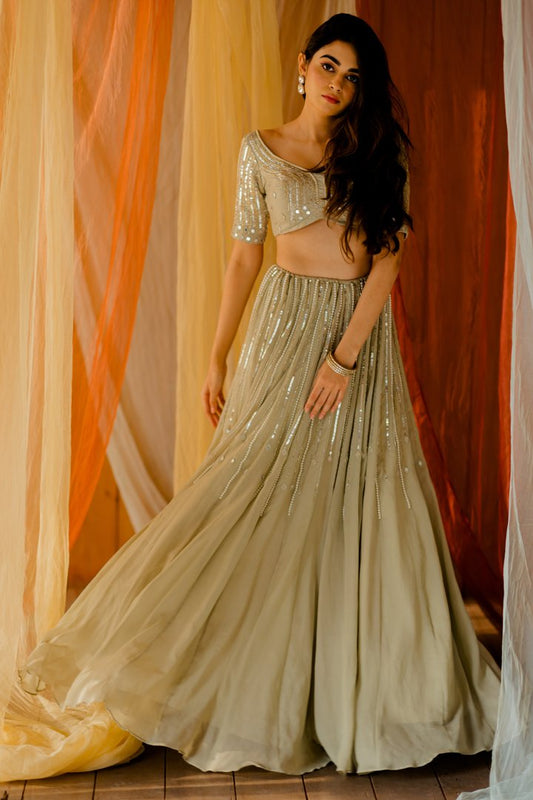 Fizaa Mint Green Embroidered Lehenga Set