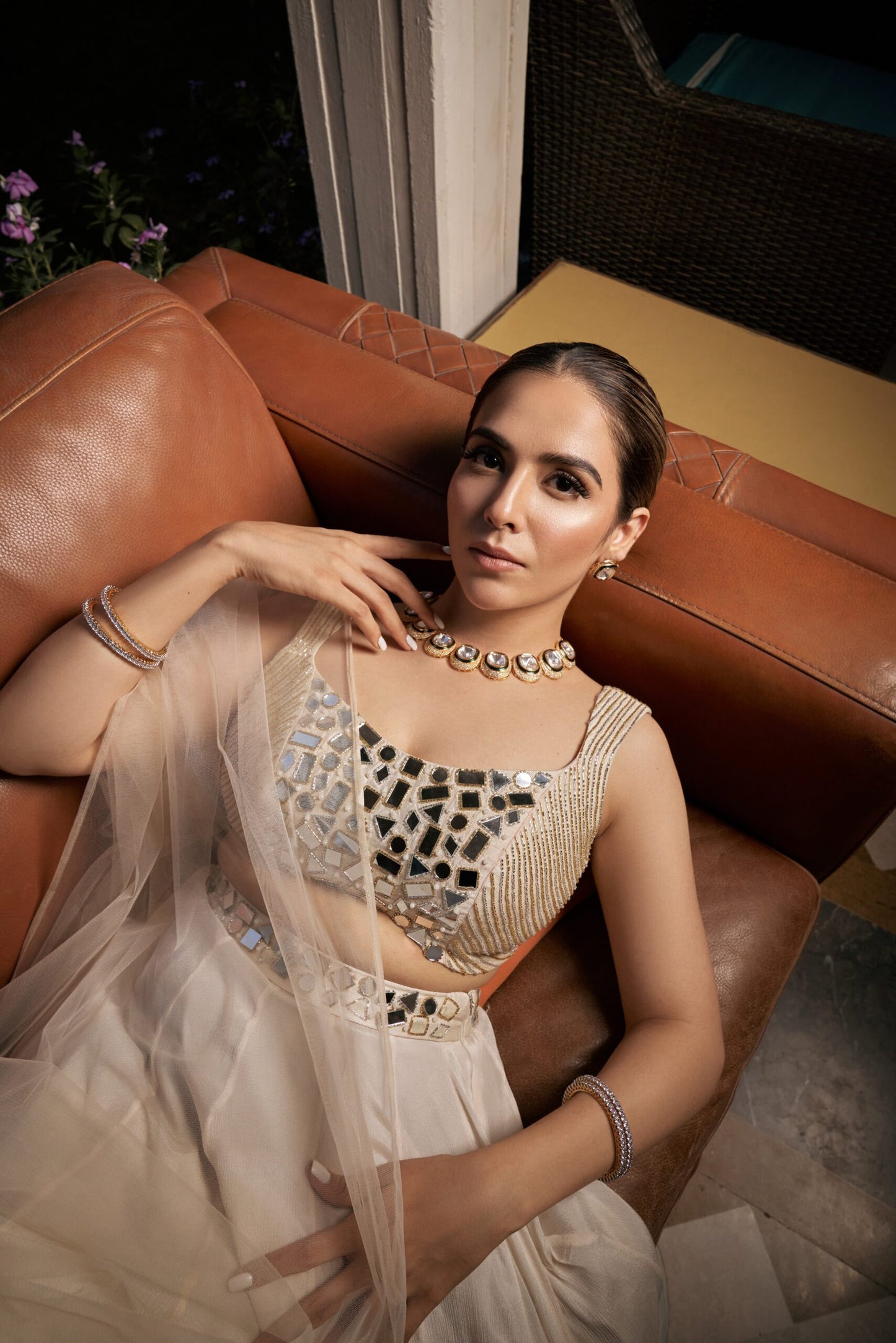 Ivory Pannelled Lehenga