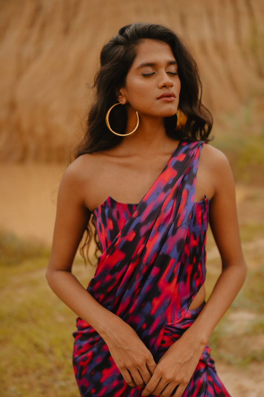 Jaisalmer Abstract Print Saree with Corset blouse