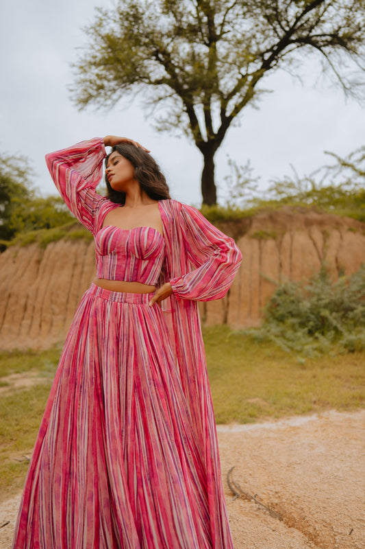 Bagan Corset & Lehenga with Cape