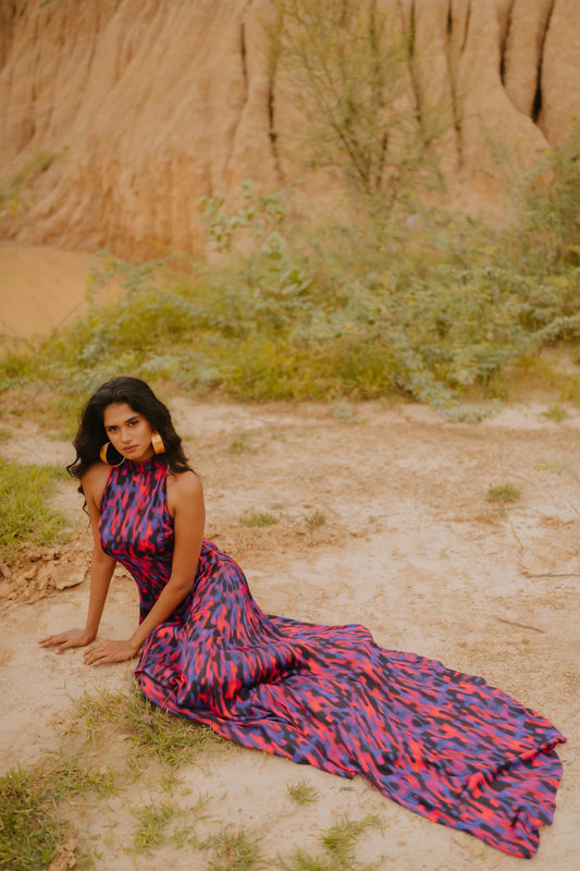 Maui Jewel tone Printed Maxi Dress