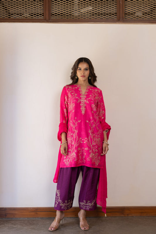 Aanya Magenta Purple Embroidered Kurta Set