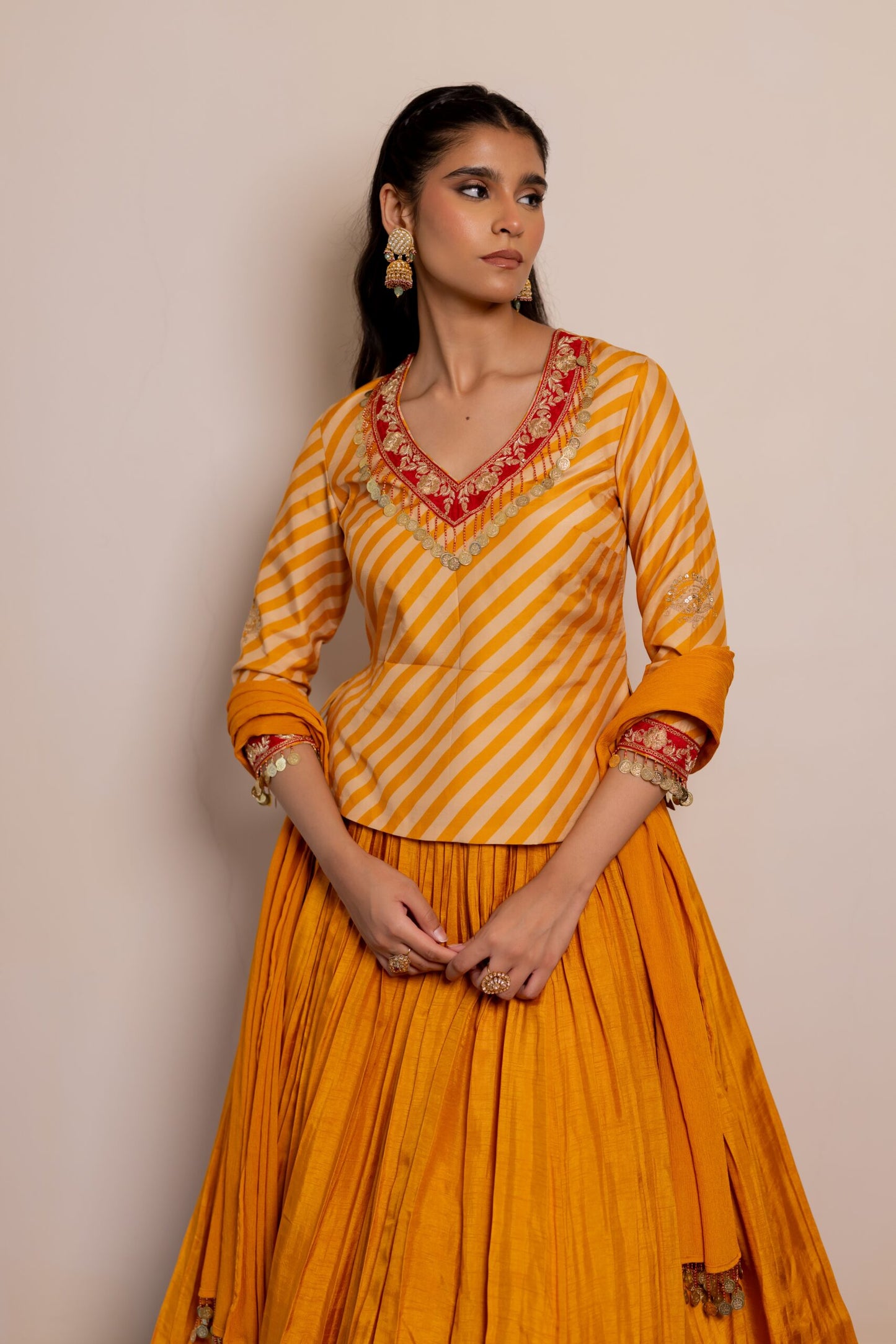 Sunaina Tumeric Yellow Kurti Lehenga Set