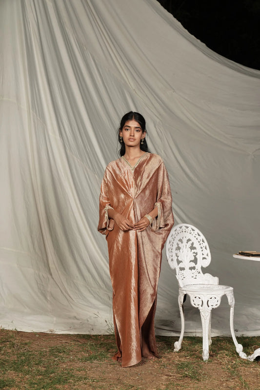 Waheeda Shimmer bronze Kaftan