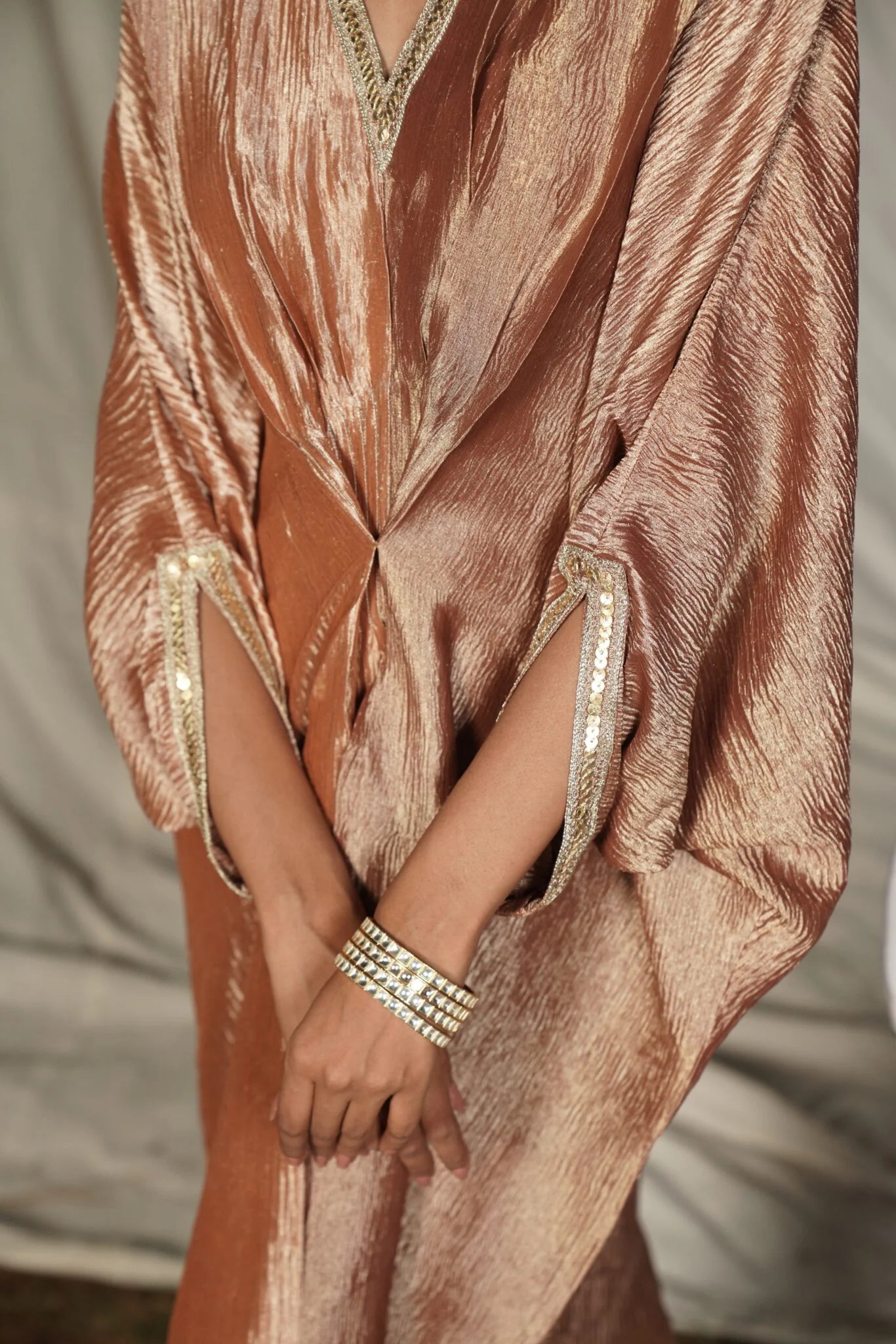 Waheeda Shimmer bronze Kaftan