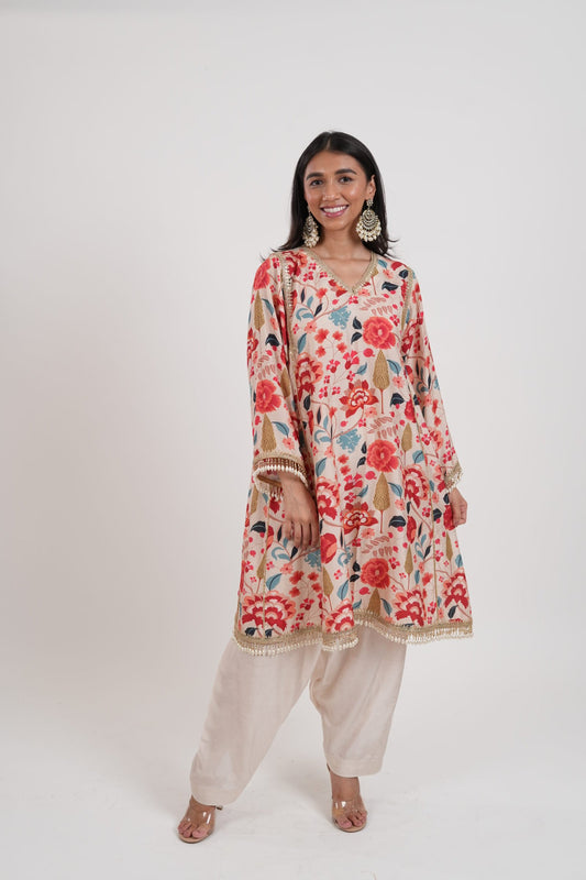 Swetah Ivory printed Kurta Set