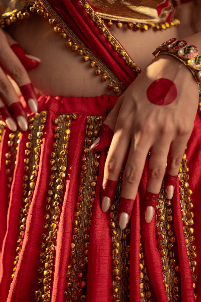 Durga Scarlet Red Lehenga Choli Set