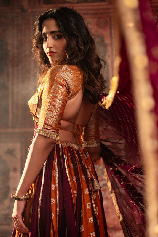 Lalita Red Vintage silk lehenga choli