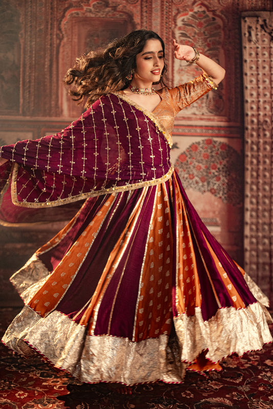 Lalita Red Vintage silk lehenga choli