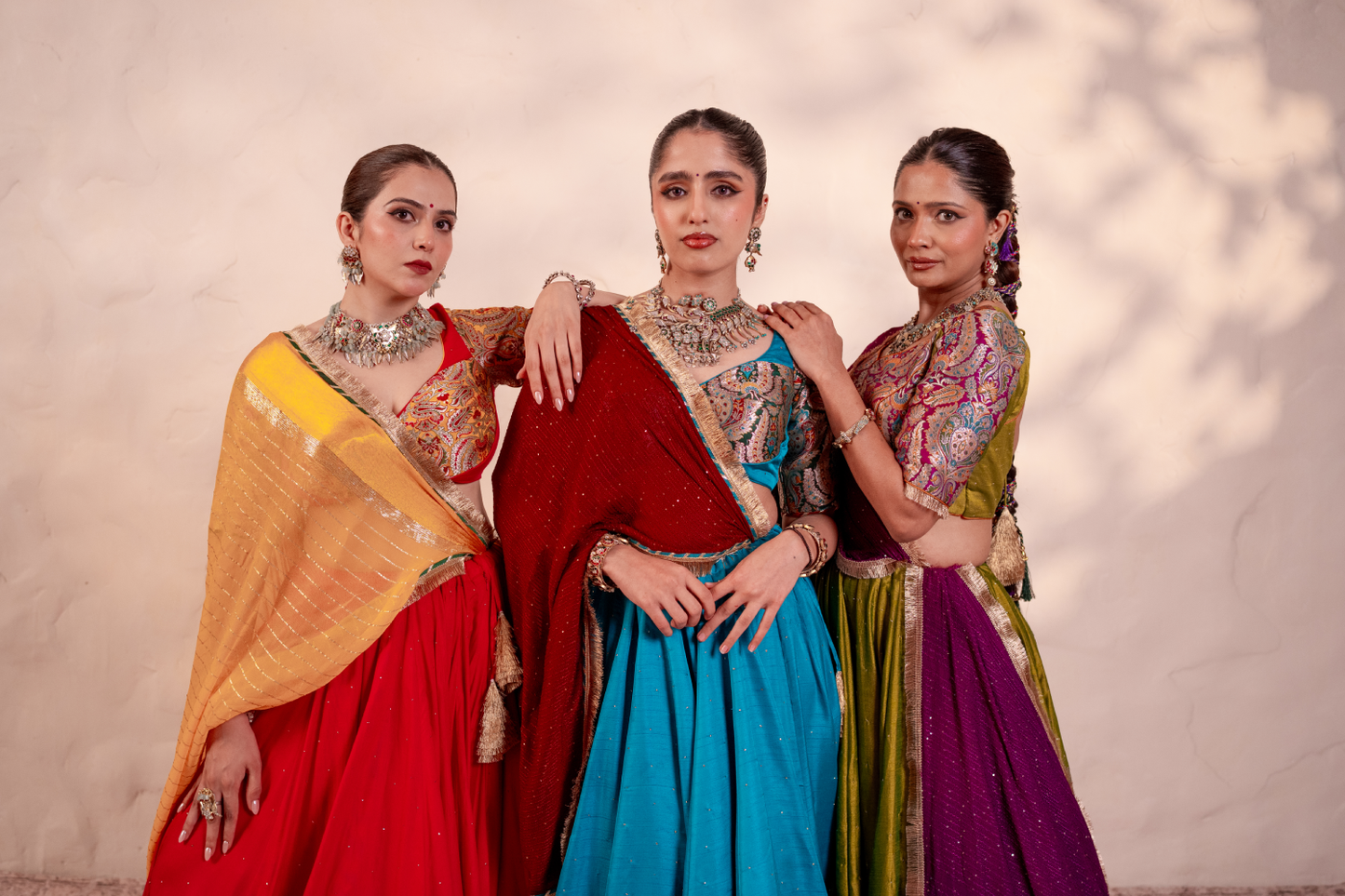 Parvati Teal Blue Khinkhwab Contrast Lehenga Set