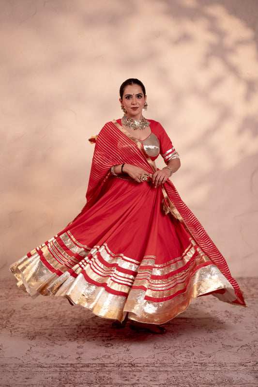 Ganga Coral Pink Lehenga Set